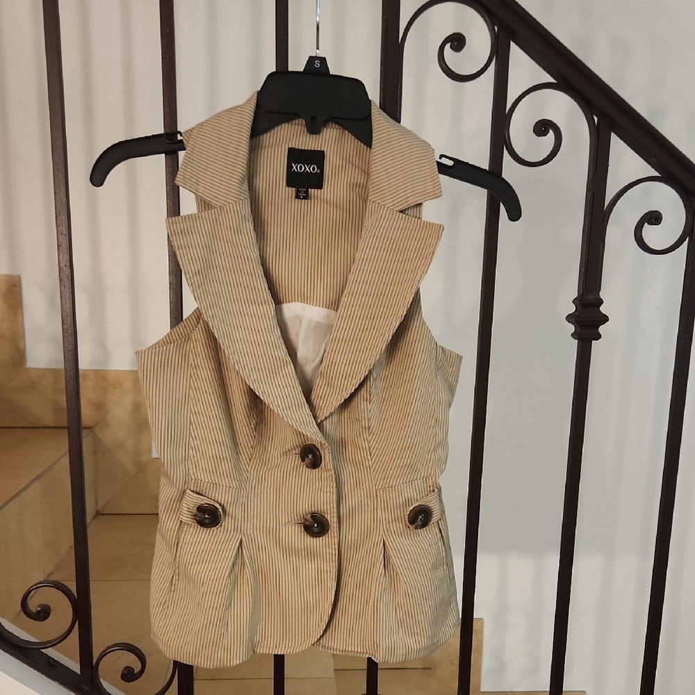 XOXO Women's Striped Tan Vest
